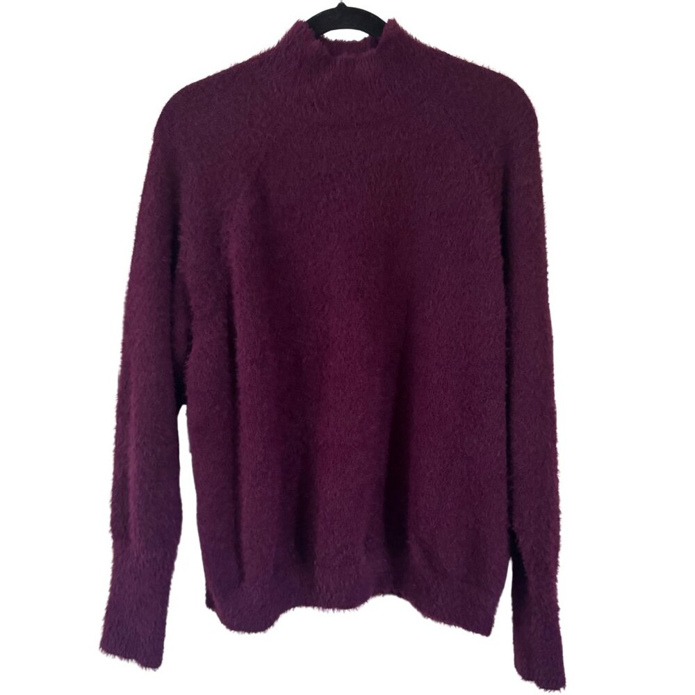 Marled Reunited Eyelash Mock Neck Pullover Sweater Purple Maroon Women's Large - Picture 3 of 5
